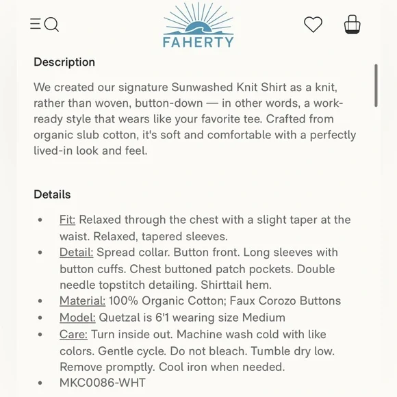 Faherty Sunwashed Knit Shirt, White - S - Picture 3 of 10